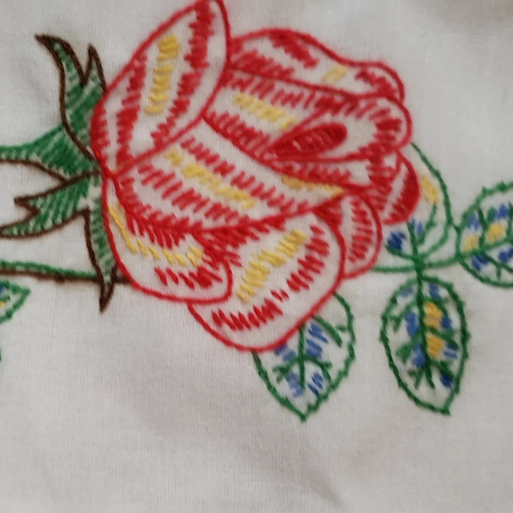 Vintage Embroidered Rose Pillow Cases
